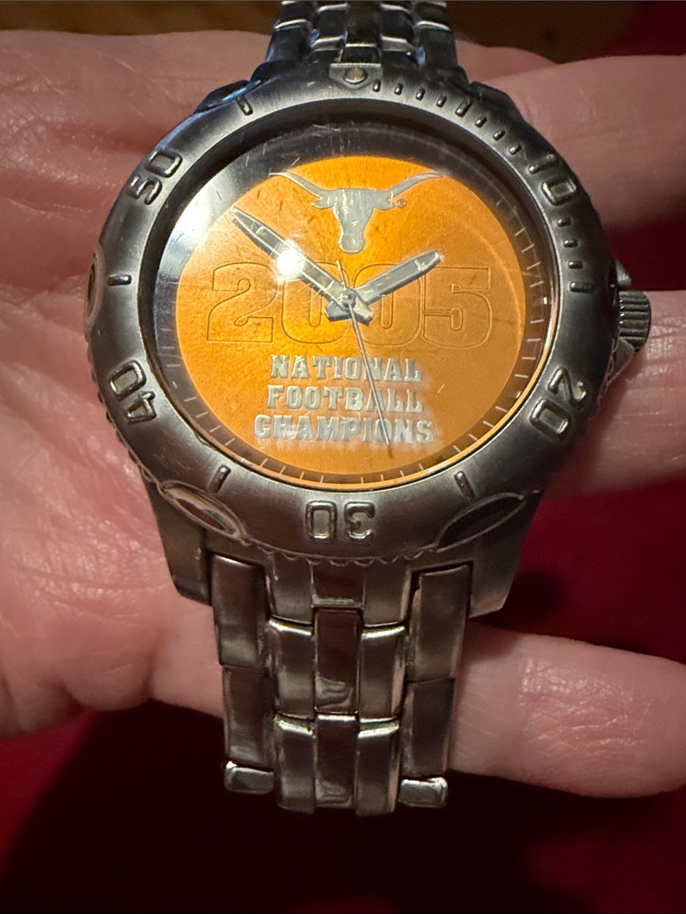 2005 National Football Champions Orange Watch - Team Logo Stainless Bracelet in